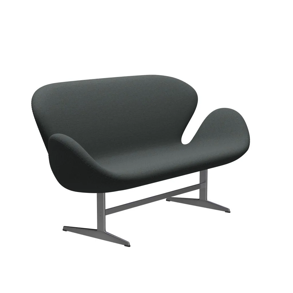 Fritz Hansen Swan™ Sofa 2 Seater, Satin Brushed Aluminium/Fiord Medium Grey/Dark Grey