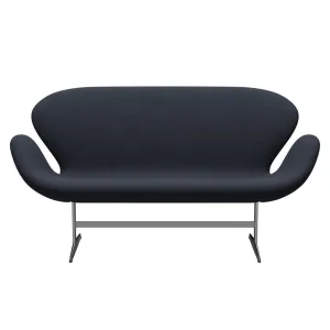 Fritz Hansen Swan™ Sofa 2 Seater, Satin Brushed Aluminium/Fiord Midnight Blue