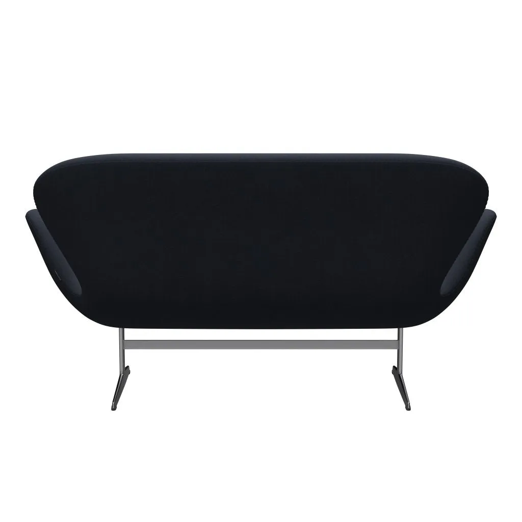 Fritz Hansen Swan™ Sofa 2 Seater, Satin Brushed Aluminium/Fiord Midnight Blue