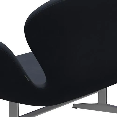 Fritz Hansen Swan™ Sofa 2 Seater, Satin Brushed Aluminium/Fiord Midnight Blue