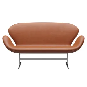 Fritz Hansen Swan™ Sofa 2 Seater, Satin Brushed Aluminium/Grace Walnut