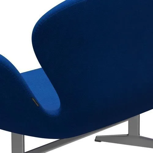 Fritz Hansen Swan™ Sofa 2 Seater, Satin Brushed Aluminium/Hallingdal Blue/Light Turquoise