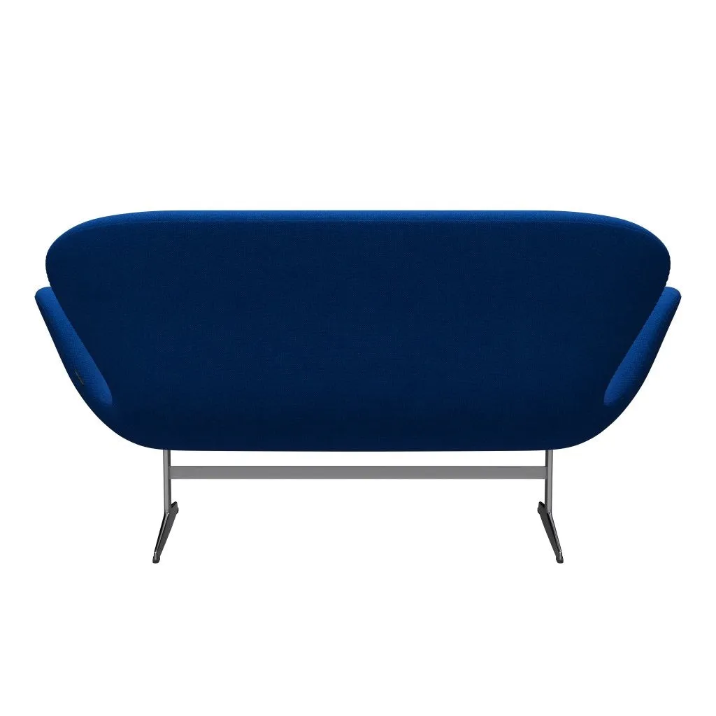 Fritz Hansen Swan™ Sofa 2 Seater, Satin Brushed Aluminium/Hallingdal Blue/Light Turquoise
