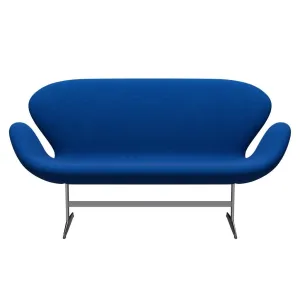 Fritz Hansen Swan™ Sofa 2 Seater, Satin Brushed Aluminium/Hallingdal Blue/Light Turquoise
