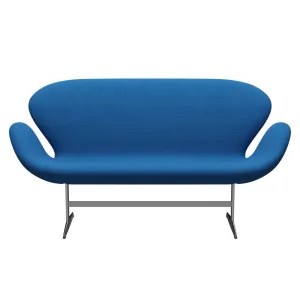 Fritz Hansen Swan™ Sofa 2 Seater, Satin Brushed Aluminium/Hallingdal Light Blue