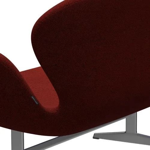 Fritz Hansen Swan™ Sofa 2 Seater, Satin Brushed Aluminium/Hallingdal Red/Black