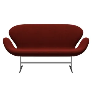 Fritz Hansen Swan™ Sofa 2 Seater, Satin Brushed Aluminium/Hallingdal Red/Black