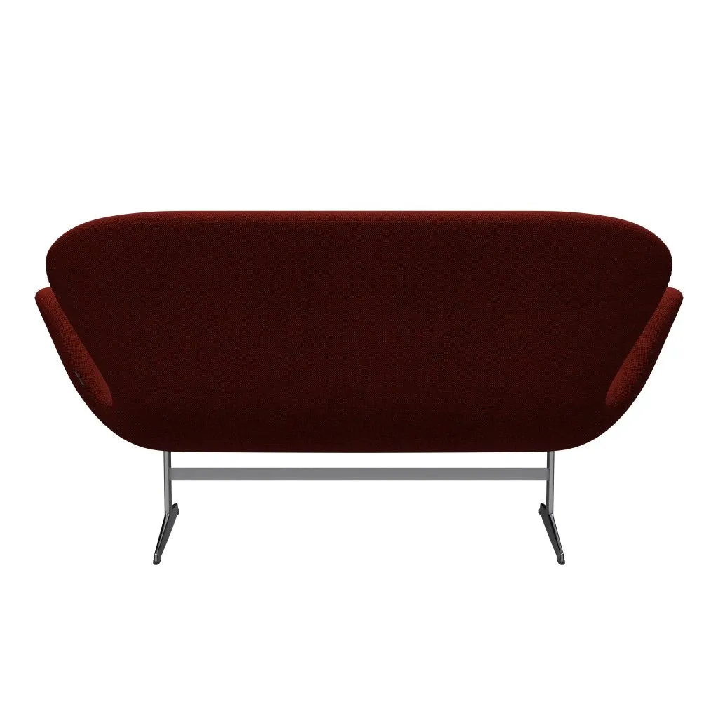 Fritz Hansen Swan™ Sofa 2 Seater, Satin Brushed Aluminium/Hallingdal Red/Black