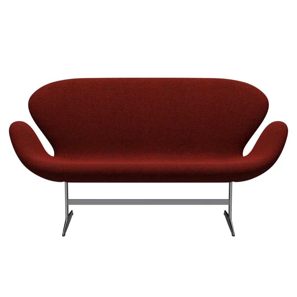 Fritz Hansen Swan™ Sofa 2 Seater, Satin Brushed Aluminium/Hallingdal Red/Black