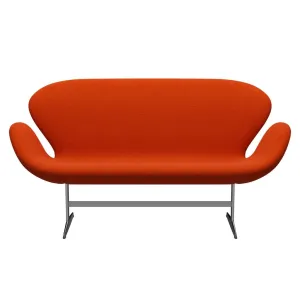 Fritz Hansen Swan™ Sofa 2 Seater, Satin Brushed Aluminium/Hallingdal Red/Orange