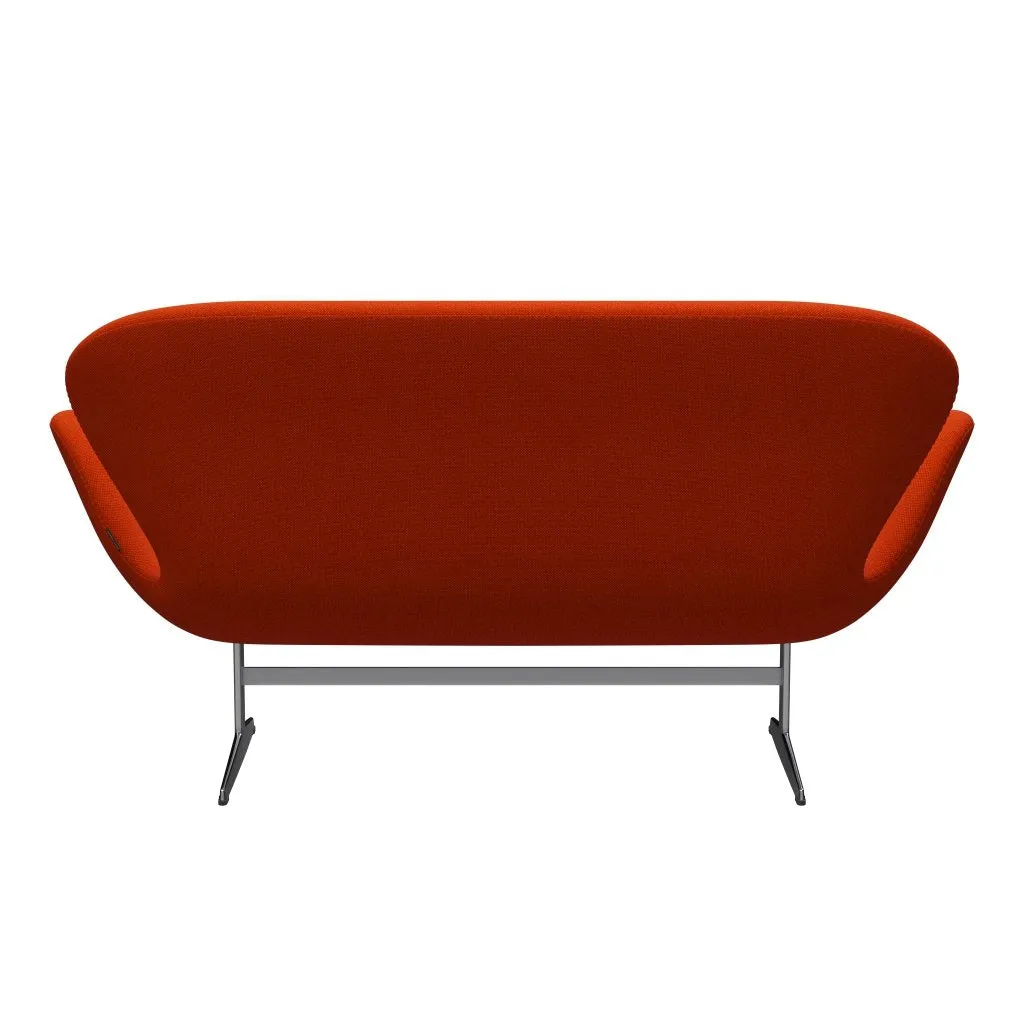 Fritz Hansen Swan™ Sofa 2 Seater, Satin Brushed Aluminium/Hallingdal Red/Orange