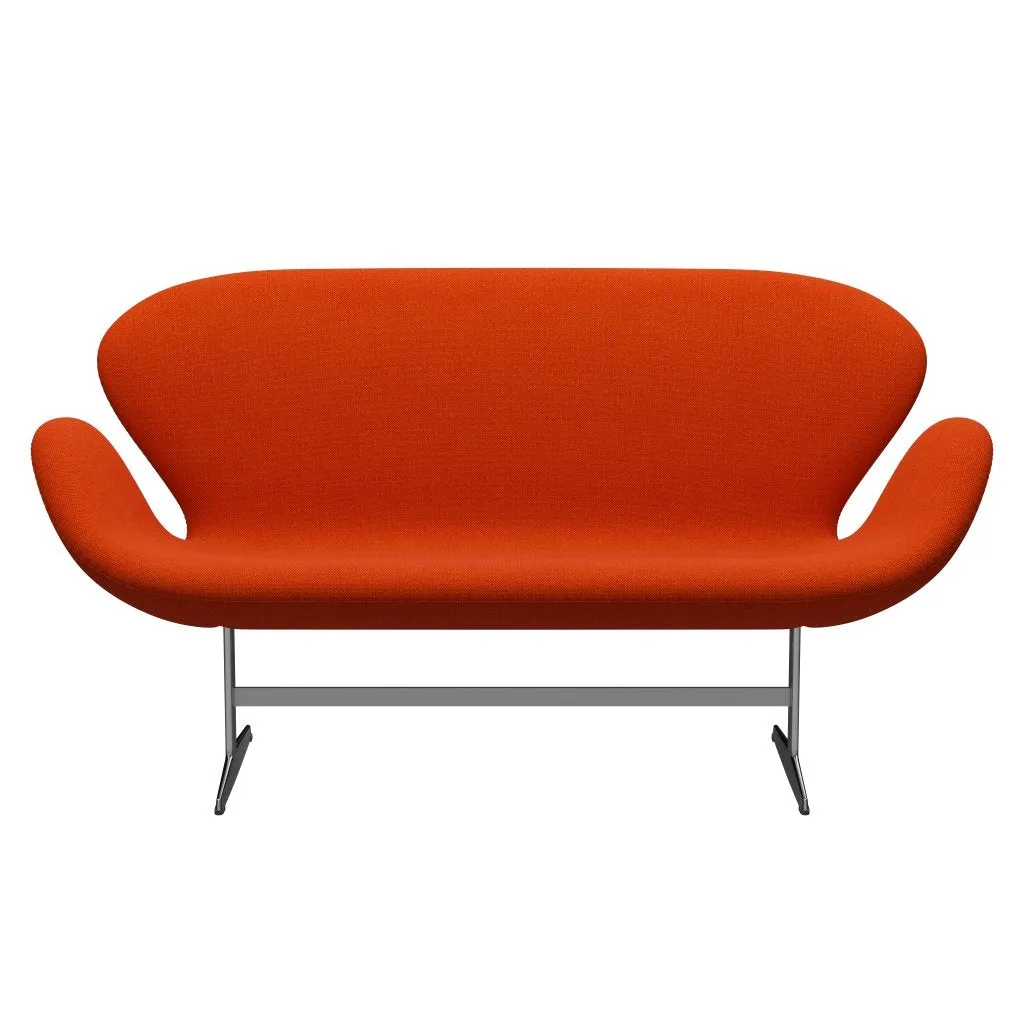 Fritz Hansen Swan™ Sofa 2 Seater, Satin Brushed Aluminium/Hallingdal Red/Orange