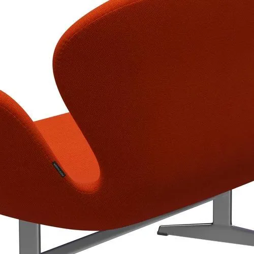 Fritz Hansen Swan™ Sofa 2 Seater, Satin Brushed Aluminium/Hallingdal Red/Orange
