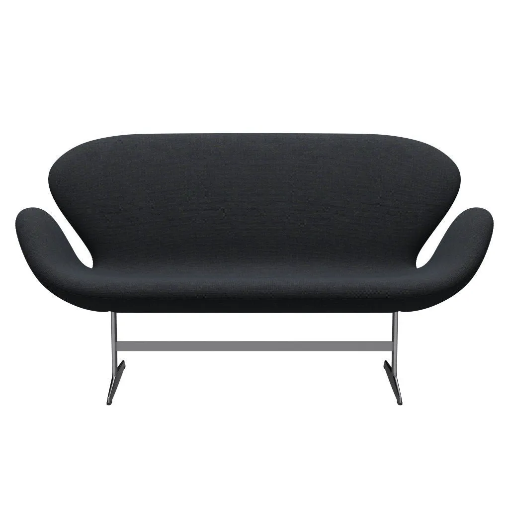 Fritz Hansen Swan™ Sofa 2 Seater, Satin Brushed Aluminium/Hallingdal Violet/Green