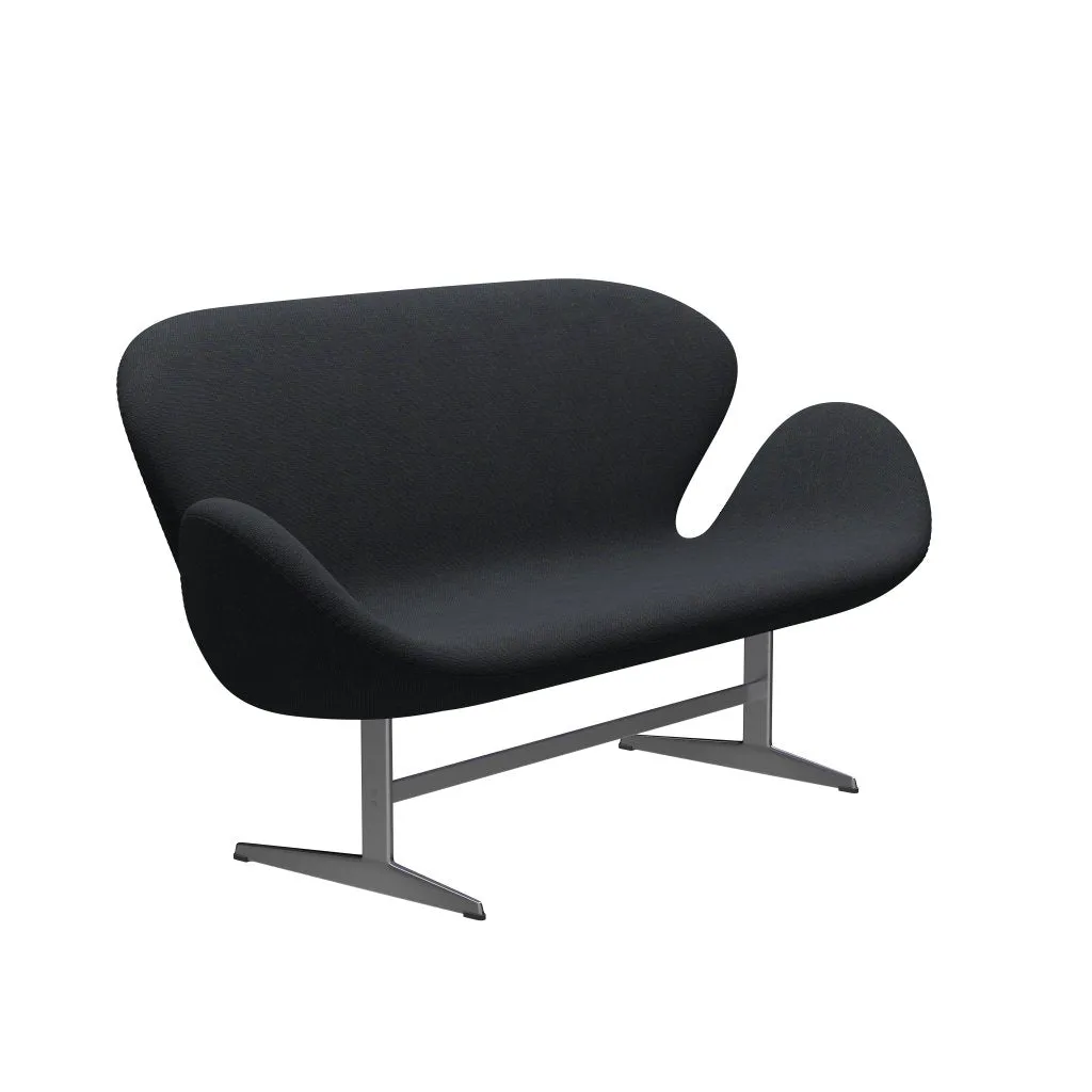 Fritz Hansen Swan™ Sofa 2 Seater, Satin Brushed Aluminium/Hallingdal Violet/Green