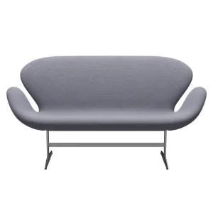 Fritz Hansen Swan™ Sofa 2 Seater, Satin Brushed Aluminium/Re Wool Lavender/Natural