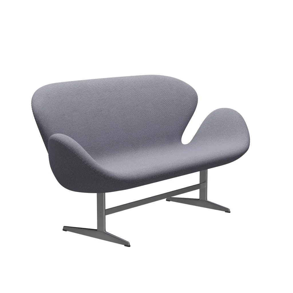 Fritz Hansen Swan™ Sofa 2 Seater, Satin Brushed Aluminium/Re Wool Lavender/Natural