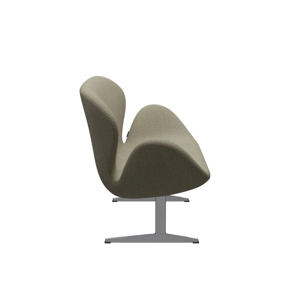 Fritz Hansen Swan™ Sofa 2 Seater, Satin Brushed Aluminium/Re Wool Light Beige/Natural