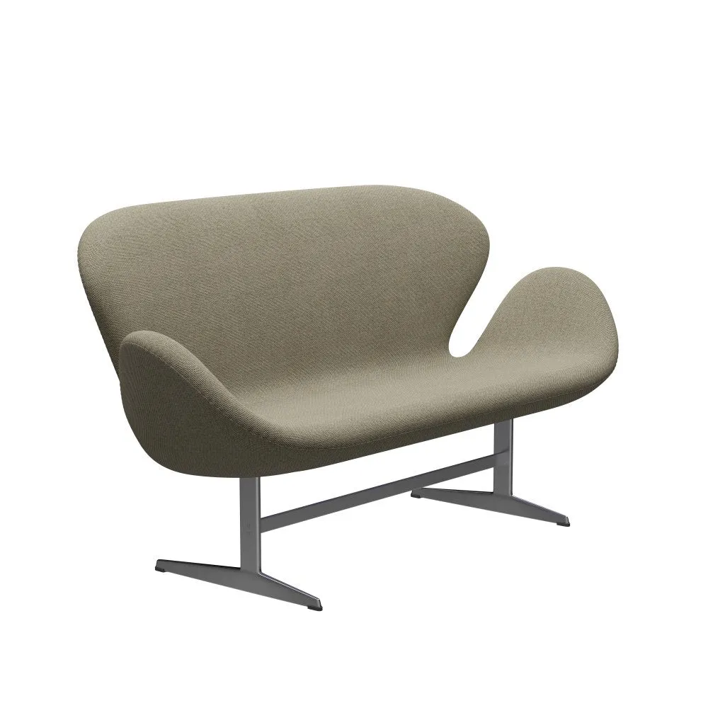 Fritz Hansen Swan™ Sofa 2 Seater, Satin Brushed Aluminium/Re Wool Light Beige/Natural