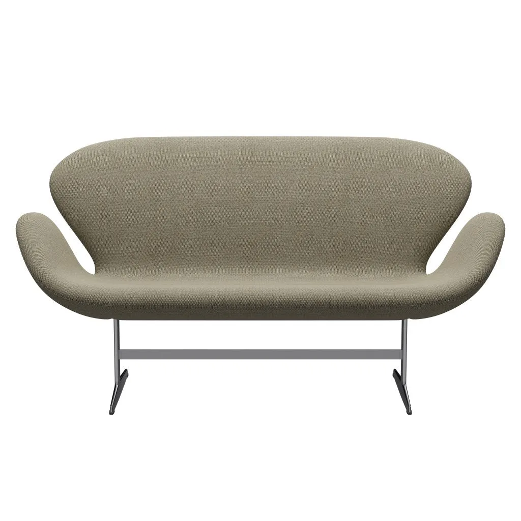 Fritz Hansen Swan™ Sofa 2 Seater, Satin Brushed Aluminium/Re Wool Light Beige/Natural
