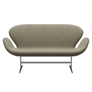 Fritz Hansen Swan™ Sofa 2 Seater, Satin Brushed Aluminium/Re Wool Light Beige/Natural