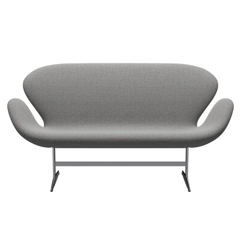 Fritz Hansen Swan™ Sofa 2 Seater, Satin Brushed Aluminium/Re Wool Wool White/Natural