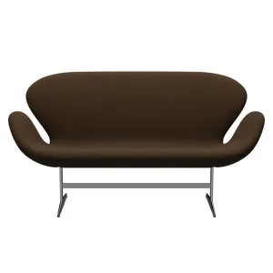 Fritz Hansen Swan™ Sofa 2 Seater, Satin Brushed Aluminum/Diablo Chestnut