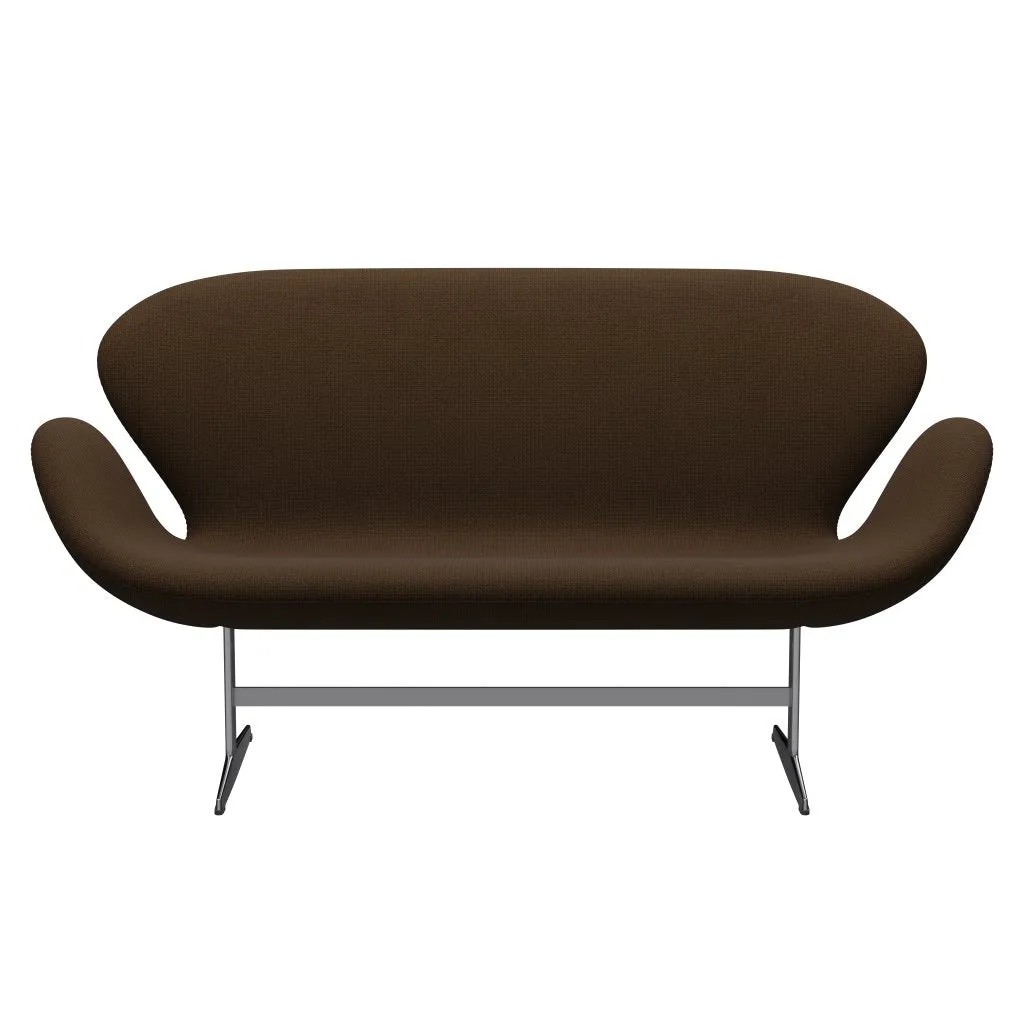Fritz Hansen Swan™ Sofa 2 Seater, Satin Brushed Aluminum/Diablo Chestnut