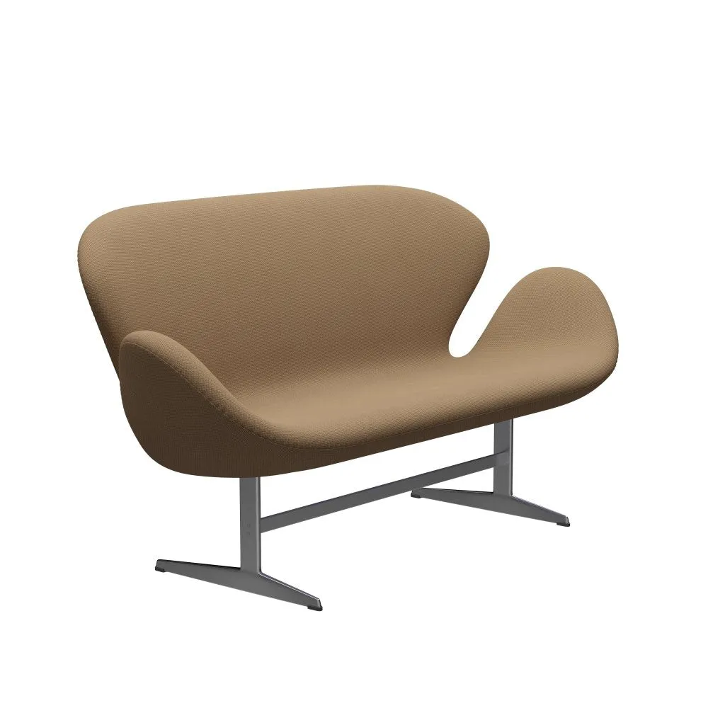 Fritz Hansen Swan™ Sofa 2 Seater, Satin Brushed Aluminum/Diablo Gold Sand