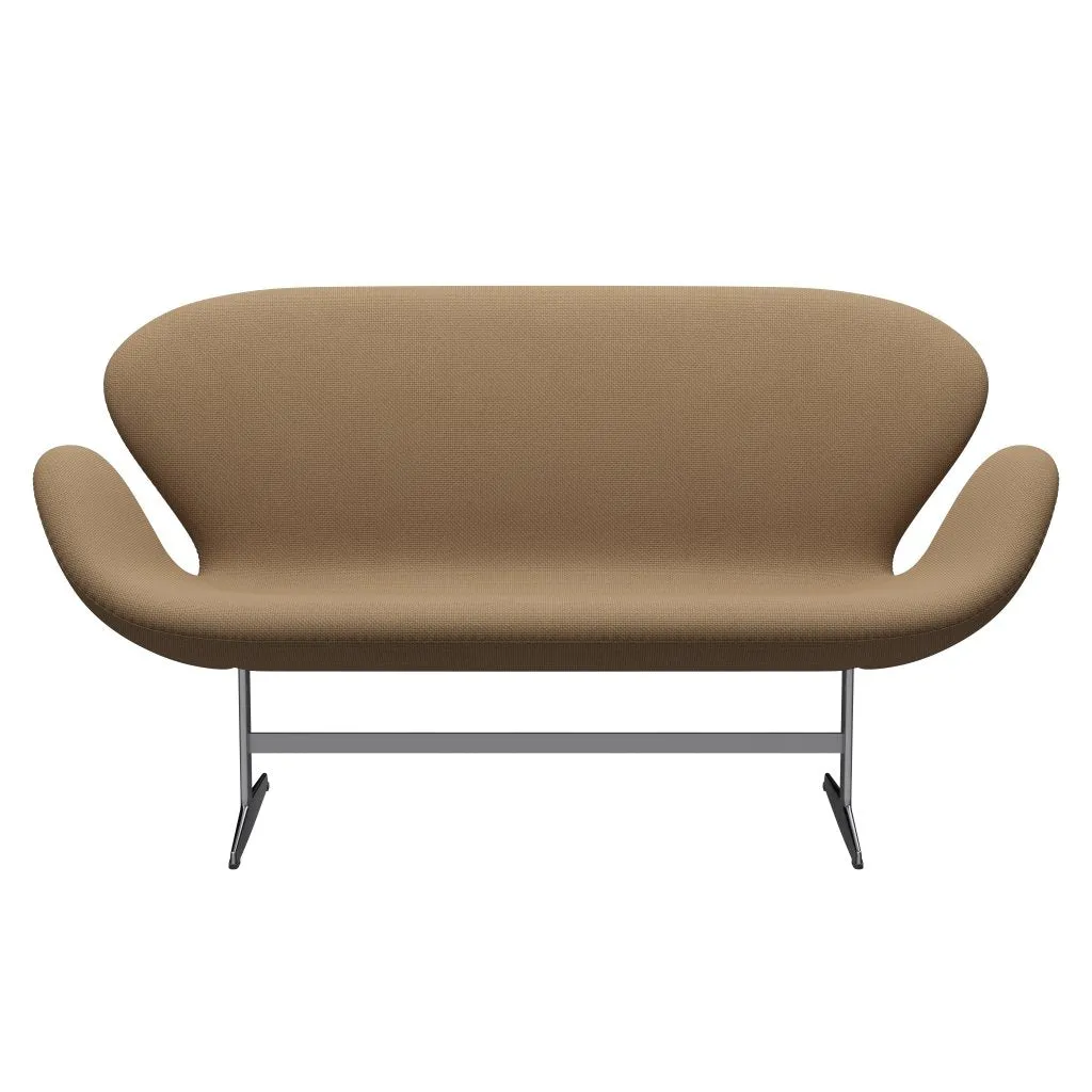 Fritz Hansen Swan™ Sofa 2 Seater, Satin Brushed Aluminum/Diablo Gold Sand