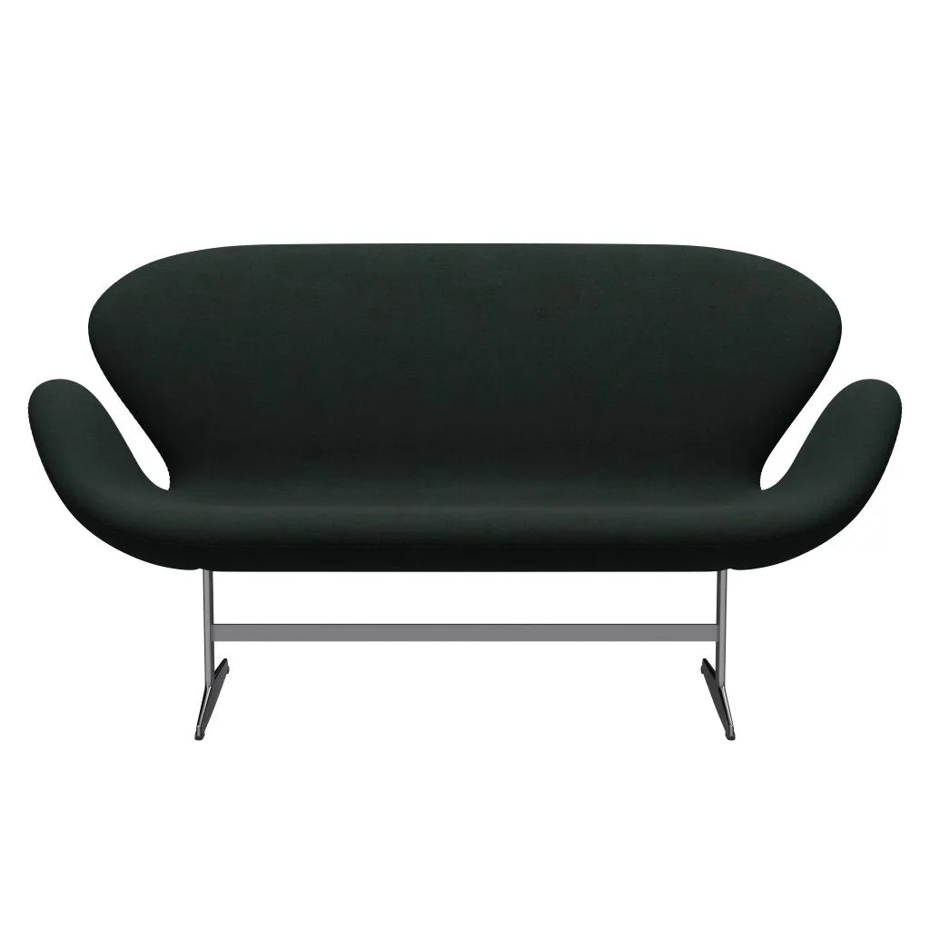 Fritz Hansen Swan™ Sofa 2 Seater, Satin Brushed Aluminum/Divina Charcoal
