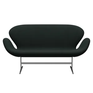 Fritz Hansen Swan™ Sofa 2 Seater, Satin Brushed Aluminum/Divina Charcoal