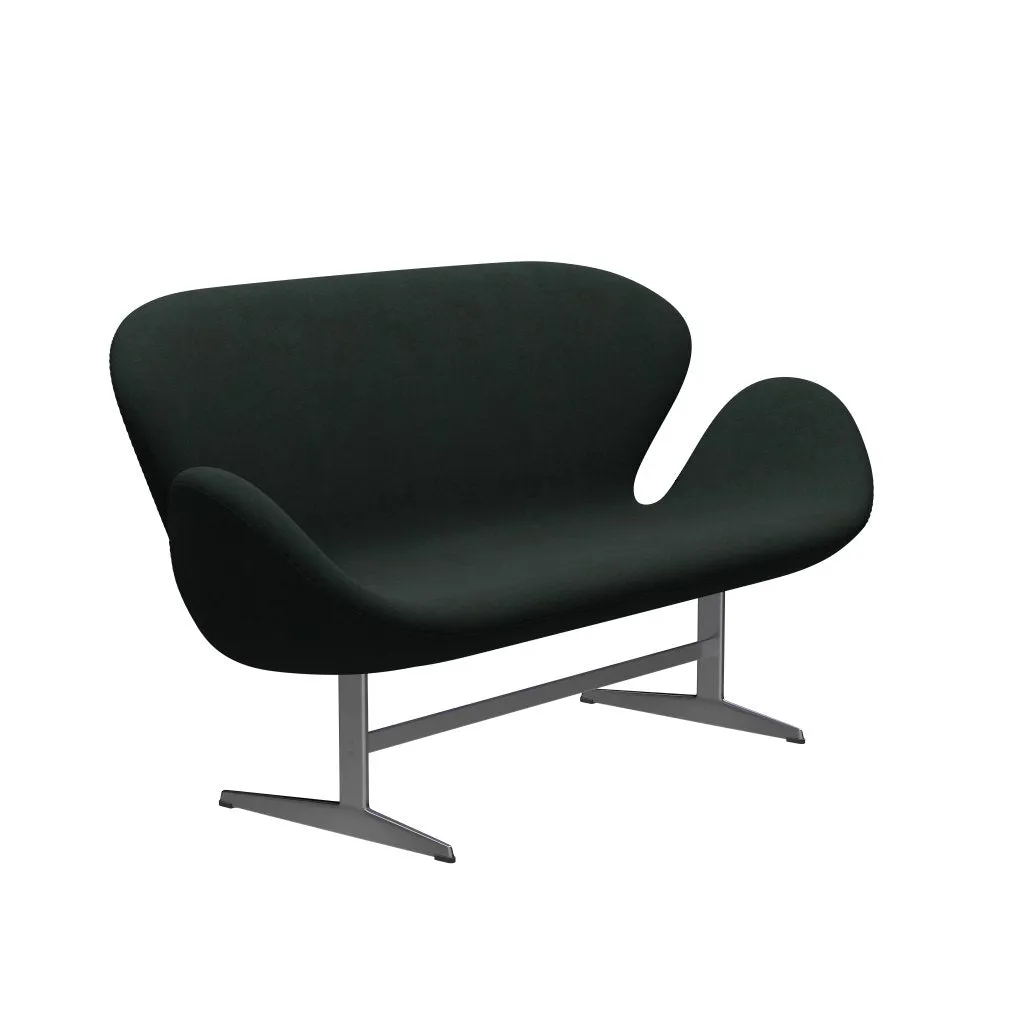 Fritz Hansen Swan™ Sofa 2 Seater, Satin Brushed Aluminum/Divina Charcoal