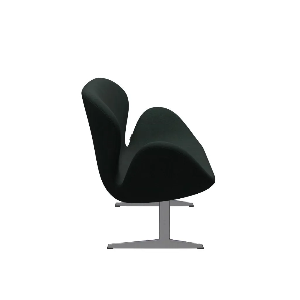 Fritz Hansen Swan™ Sofa 2 Seater, Satin Brushed Aluminum/Divina Charcoal