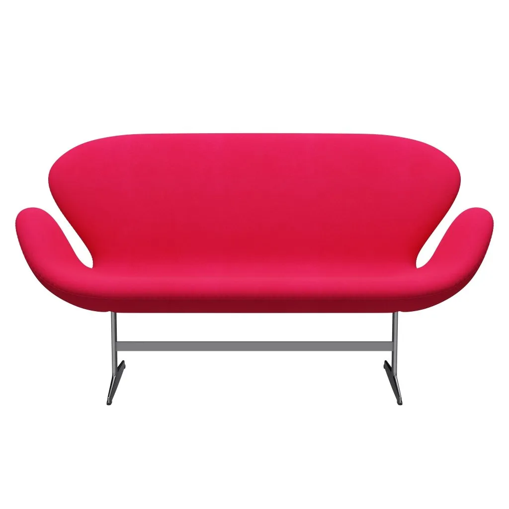 Fritz Hansen Swan™ Sofa 2 Seater, Satin Brushed Aluminum/Divina Lipstick Pink