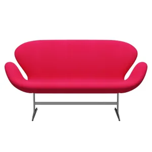 Fritz Hansen Swan™ Sofa 2 Seater, Satin Brushed Aluminum/Divina Lipstick Pink