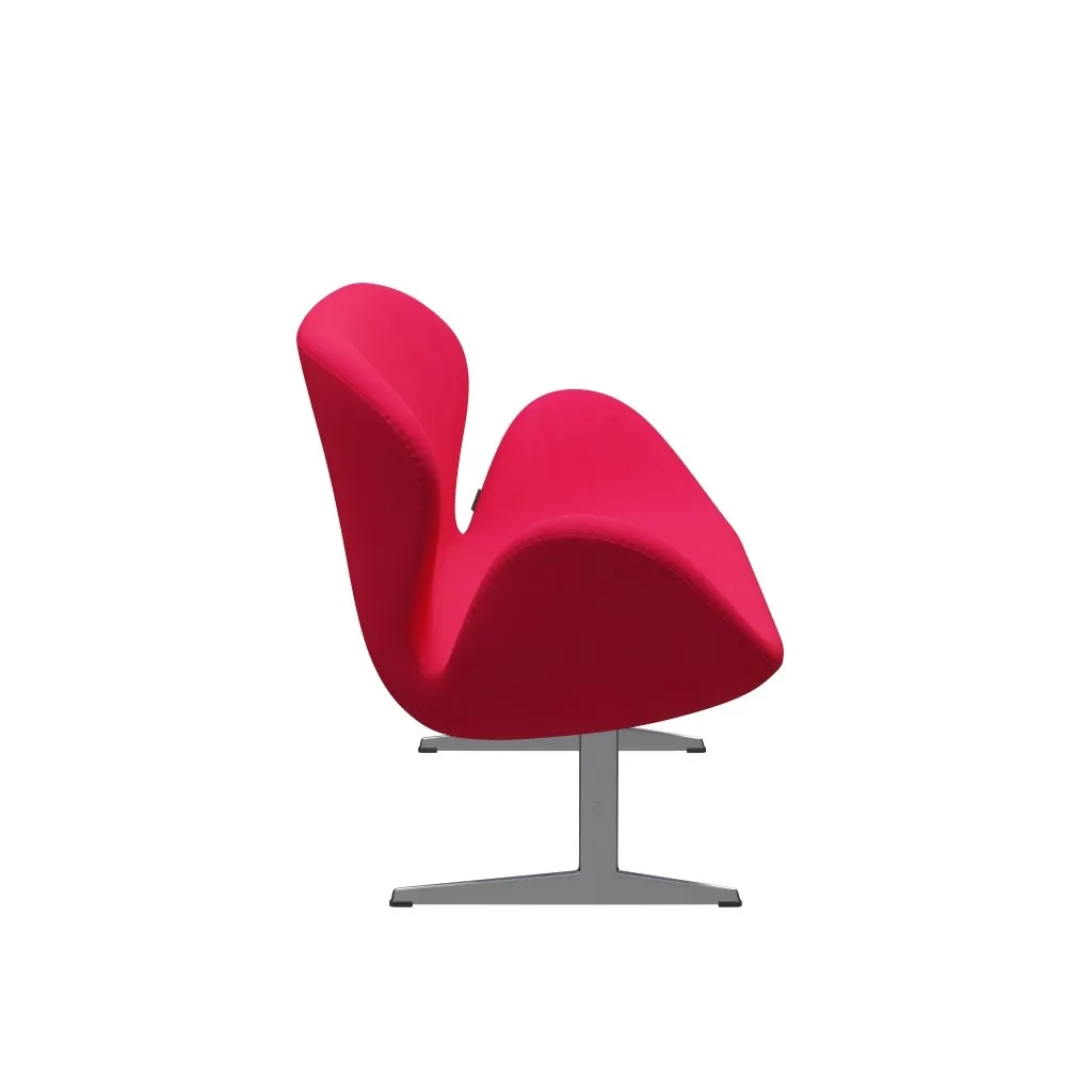 Fritz Hansen Swan™ Sofa 2 Seater, Satin Brushed Aluminum/Divina Lipstick Pink
