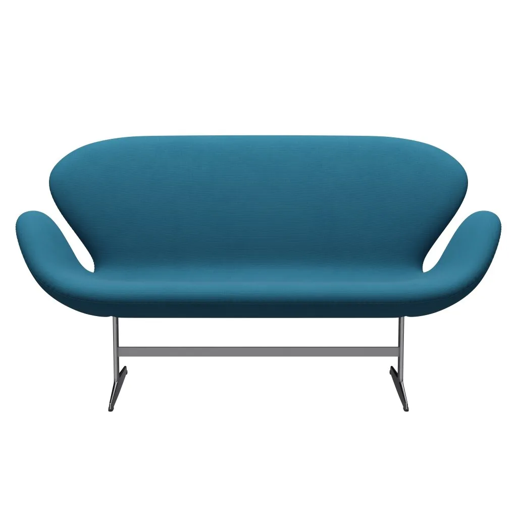 Fritz Hansen Swan™ Sofa 2 Seater, Satin Brushed Aluminum/Fame Petroleum