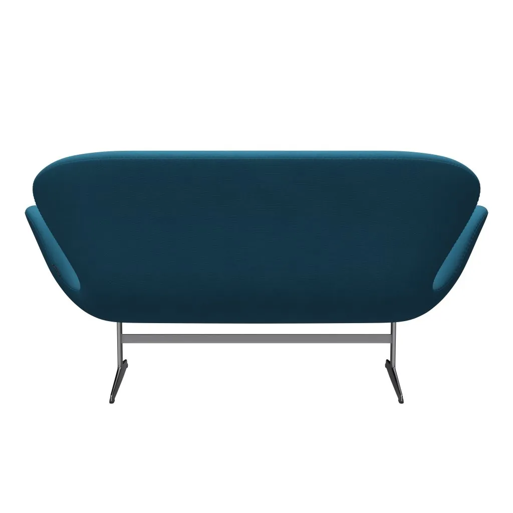 Fritz Hansen Swan™ Sofa 2 Seater, Satin Brushed Aluminum/Fame Petroleum