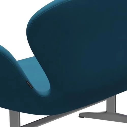 Fritz Hansen Swan™ Sofa 2 Seater, Satin Brushed Aluminum/Fame Petroleum