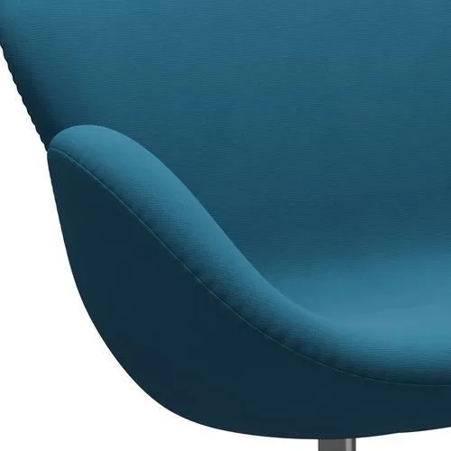 Fritz Hansen Swan™ Sofa 2 Seater, Satin Brushed Aluminum/Fame Petroleum