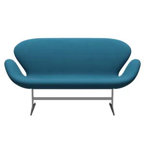 Fritz Hansen Swan™ Sofa 2 Seater, Satin Brushed Aluminum/Fame Petroleum