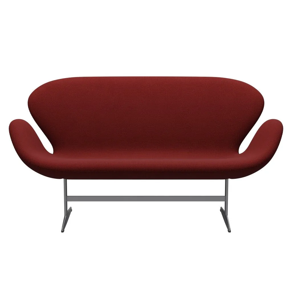 Fritz Hansen Swan™ Sofa 2 Seater, Silver Grey/Diablo Wine Red