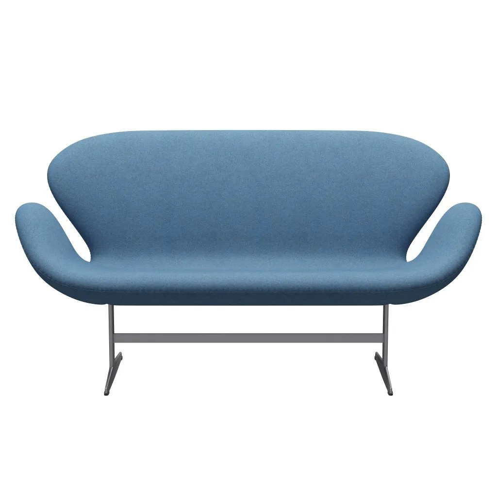 Fritz Hansen Swan™ Sofa 2 Seater, Silver Grey/Divina Melange Light Blue