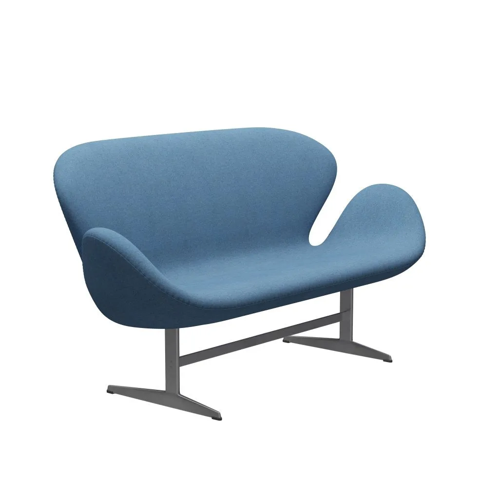 Fritz Hansen Swan™ Sofa 2 Seater, Silver Grey/Divina Melange Light Blue