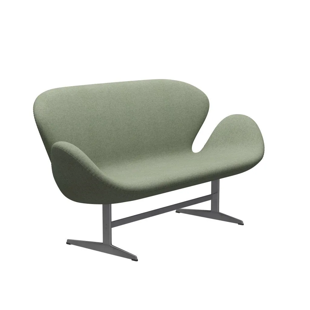 Fritz Hansen Swan™ Sofa 2 Seater, Silver Grey/Divina Melange Light Green