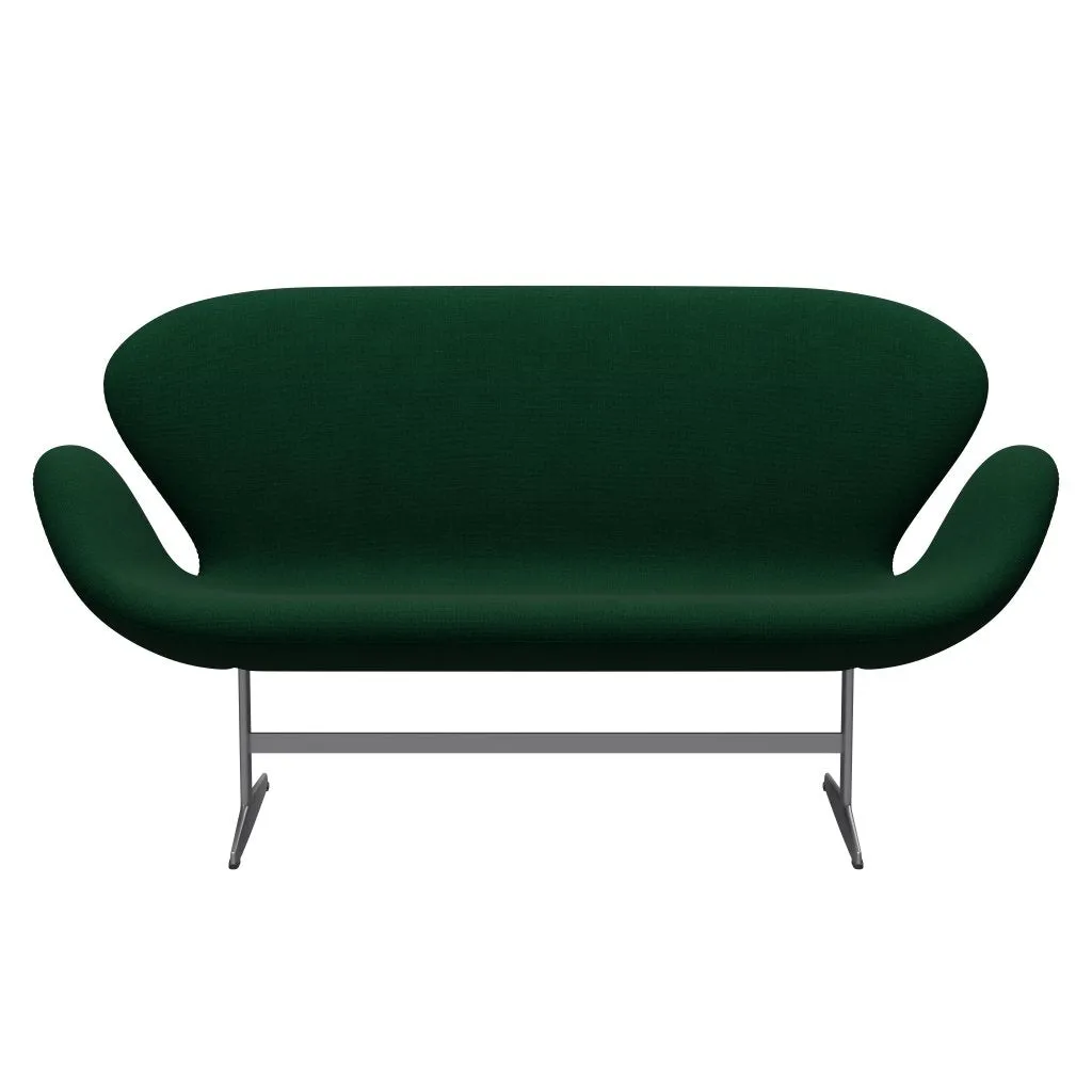 Fritz Hansen Swan™ Sofa 2 Seater, Silver Grey/Hallingdal Bottle Green