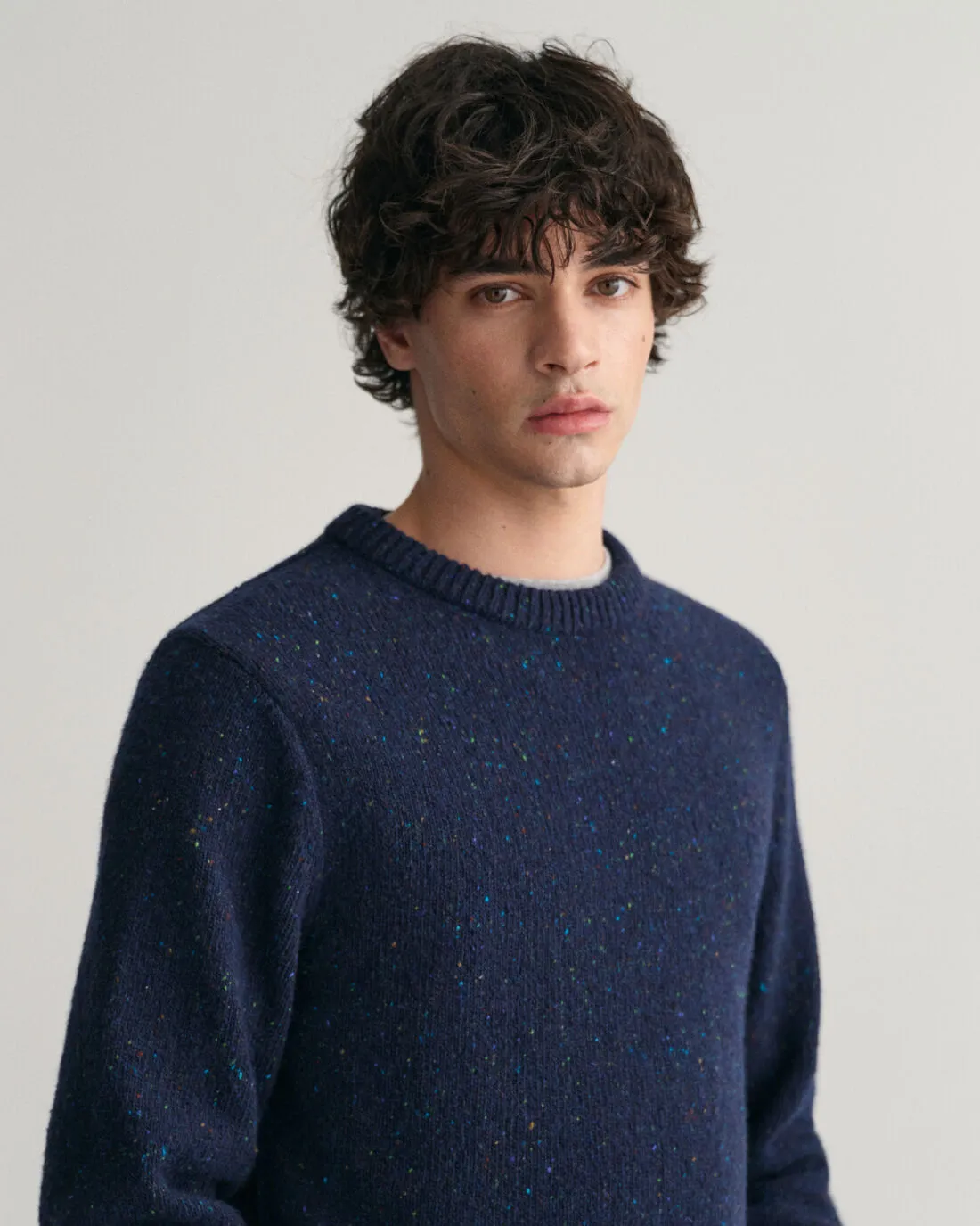 Gant Wool Neps Crew Neck Evening Blue