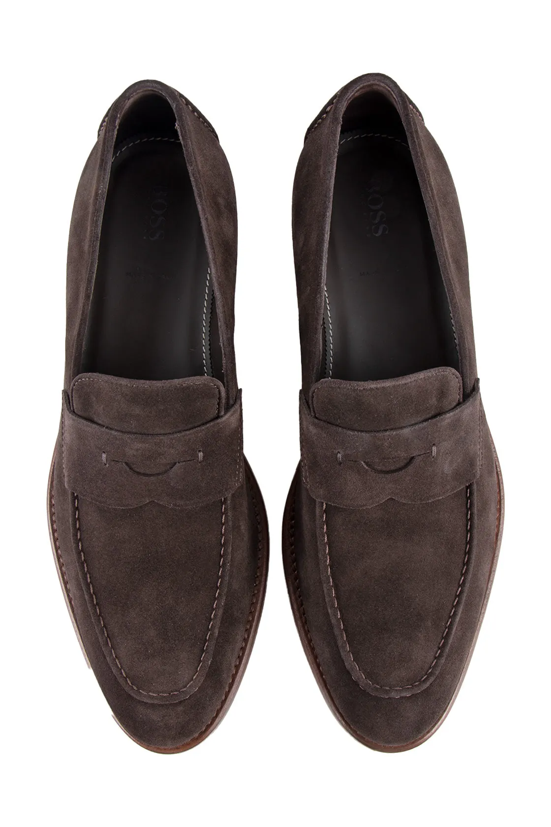 Hugo Boss Stofer Suede Penny Loafer Chocolate