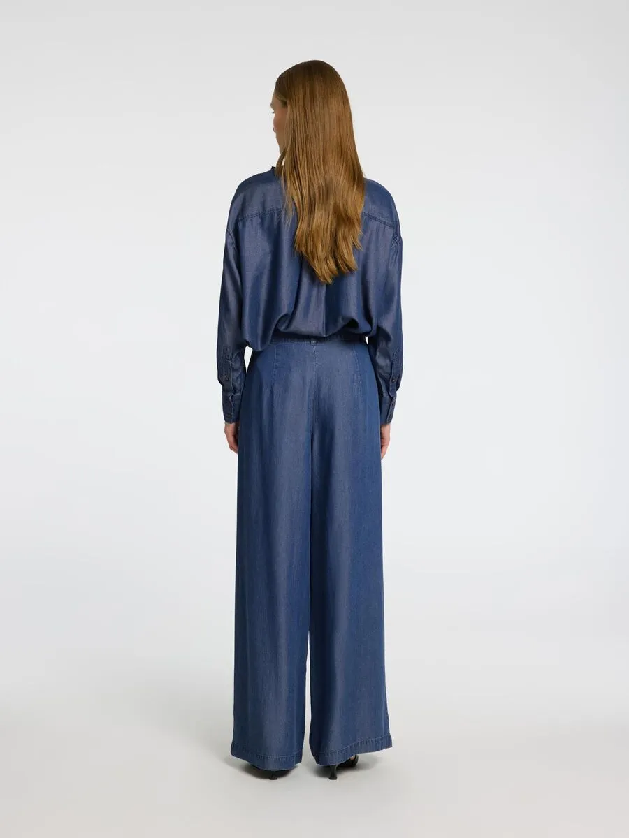 JANNA PLEATED CHAMBRAY PANTS - SELECTED